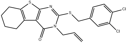 3-allyl-2-[(3,4-dichlorobenzyl)sulfanyl]-5,6,7,8-tetrahydro[1]benzothieno[2,3-d]pyrimidin-4(3H)-one Struktur