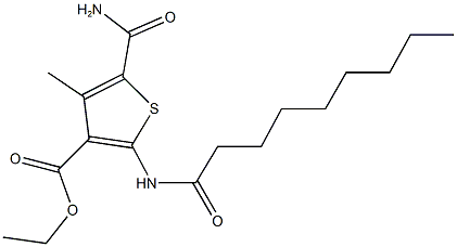 ethyl 5-(aminocarbonyl)-4-methyl-2-(nonanoylamino)-3-thiophenecarboxylate Struktur