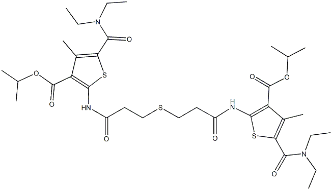 isopropyl 5-[(diethylamino)carbonyl]-2-({3-[(3-{[5-[(diethylamino)carbonyl]-3-(isopropoxycarbonyl)-4-methyl-2-thienyl]amino}-3-oxopropyl)sulfanyl]propanoyl}amino)-4-methyl-3-thiophenecarboxylate Struktur