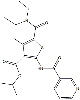 isopropyl 5-[(diethylamino)carbonyl]-4-methyl-2-[(3-pyridinylcarbonyl)amino]-3-thiophenecarboxylate Struktur