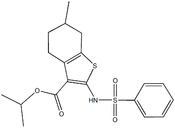 isopropyl 6-methyl-2-[(phenylsulfonyl)amino]-4,5,6,7-tetrahydro-1-benzothiophene-3-carboxylate Struktur