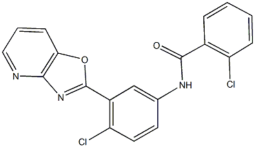 2-chloro-N-(4-chloro-3-[1,3]oxazolo[4,5-b]pyridin-2-ylphenyl)benzamide Struktur