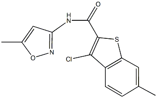 3-chloro-6-methyl-N-(5-methyl-3-isoxazolyl)-1-benzothiophene-2-carboxamide Struktur