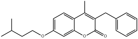 3-benzyl-7-(isopentyloxy)-4-methyl-2H-chromen-2-one Struktur