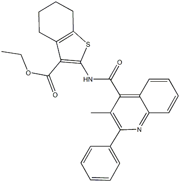 ethyl 2-{[(3-methyl-2-phenyl-4-quinolinyl)carbonyl]amino}-4,5,6,7-tetrahydro-1-benzothiophene-3-carboxylate Struktur