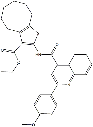 ethyl 2-({[2-(4-methoxyphenyl)-4-quinolinyl]carbonyl}amino)-4,5,6,7,8,9-hexahydrocycloocta[b]thiophene-3-carboxylate Struktur