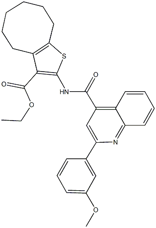 ethyl 2-({[2-(3-methoxyphenyl)-4-quinolinyl]carbonyl}amino)-4,5,6,7,8,9-hexahydrocycloocta[b]thiophene-3-carboxylate Struktur