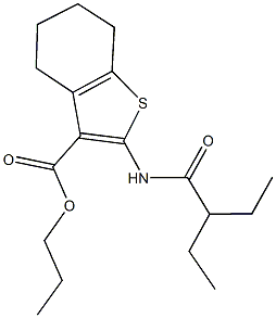 propyl 2-[(2-ethylbutanoyl)amino]-4,5,6,7-tetrahydro-1-benzothiophene-3-carboxylate Struktur