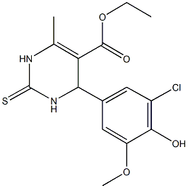 ethyl 4-(3-chloro-4-hydroxy-5-methoxyphenyl)-6-methyl-2-thioxo-1,2,3,4-tetrahydro-5-pyrimidinecarboxylate Struktur