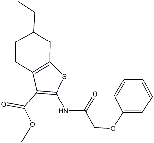 methyl 6-ethyl-2-[(phenoxyacetyl)amino]-4,5,6,7-tetrahydro-1-benzothiophene-3-carboxylate Struktur