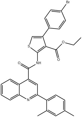 ethyl 4-(4-bromophenyl)-2-({[2-(2,4-dimethylphenyl)-4-quinolinyl]carbonyl}amino)-3-thiophenecarboxylate Struktur