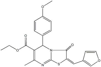 ethyl 2-(3-furylmethylene)-5-(4-methoxyphenyl)-7-methyl-3-oxo-2,3-dihydro-5H-[1,3]thiazolo[3,2-a]pyrimidine-6-carboxylate Struktur