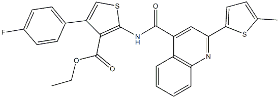 ethyl 4-(4-fluorophenyl)-2-({[2-(5-methyl-2-thienyl)-4-quinolinyl]carbonyl}amino)-3-thiophenecarboxylate Struktur