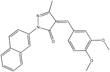 4-(3,4-dimethoxybenzylidene)-5-methyl-2-(2-naphthyl)-2,4-dihydro-3H-pyrazol-3-one Struktur