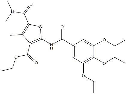 ethyl 5-[(dimethylamino)carbonyl]-4-methyl-2-[(3,4,5-triethoxybenzoyl)amino]-3-thiophenecarboxylate Struktur