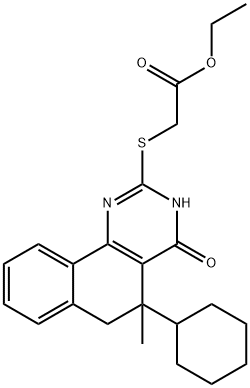 ethyl [(5-cyclohexyl-5-methyl-4-oxo-3,4,5,6-tetrahydrobenzo[h]quinazolin-2-yl)sulfanyl]acetate Struktur