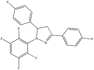 3,5-bis(4-fluorophenyl)-1-(2,3,5,6-tetrafluorophenyl)-4,5-dihydro-1H-pyrazole Struktur