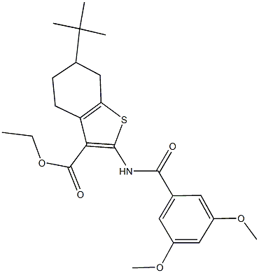 ethyl 6-tert-butyl-2-[(3,5-dimethoxybenzoyl)amino]-4,5,6,7-tetrahydro-1-benzothiophene-3-carboxylate Struktur