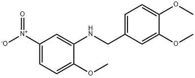 N-(3,4-dimethoxybenzyl)-2-methoxy-5-nitroaniline Struktur