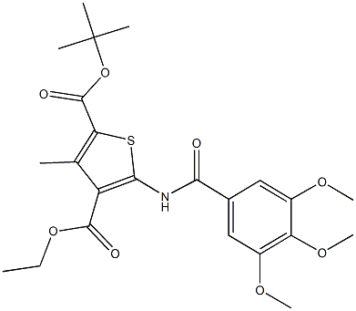 2-tert-butyl 4-ethyl 3-methyl-5-[(3,4,5-trimethoxybenzoyl)amino]-2,4-thiophenedicarboxylate Struktur