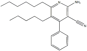 2-amino-6-hexyl-5-pentyl-4-phenylnicotinonitrile Struktur