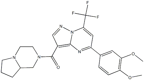 5-(3,4-dimethoxyphenyl)-3-(hexahydropyrrolo[1,2-a]pyrazin-2(1H)-ylcarbonyl)-7-(trifluoromethyl)pyrazolo[1,5-a]pyrimidine Struktur