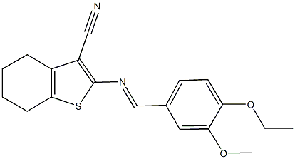 2-[(4-ethoxy-3-methoxybenzylidene)amino]-4,5,6,7-tetrahydro-1-benzothiophene-3-carbonitrile Struktur