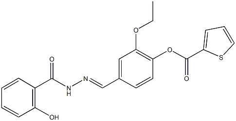 2-ethoxy-4-[2-(2-hydroxybenzoyl)carbohydrazonoyl]phenyl 2-thiophenecarboxylate Struktur