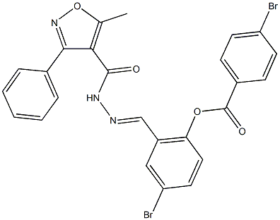 4-bromo-2-{2-[(5-methyl-3-phenyl-4-isoxazolyl)carbonyl]carbohydrazonoyl}phenyl 4-bromobenzoate Struktur