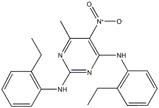 2,4-bis(2-ethylanilino)-5-nitro-6-methylpyrimidine Struktur