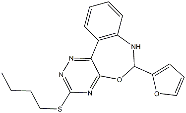 butyl 6-(2-furyl)-6,7-dihydro[1,2,4]triazino[5,6-d][3,1]benzoxazepin-3-yl sulfide Struktur