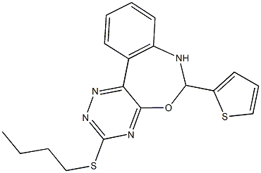 3-(butylsulfanyl)-6-(2-thienyl)-6,7-dihydro[1,2,4]triazino[5,6-d][3,1]benzoxazepine Struktur