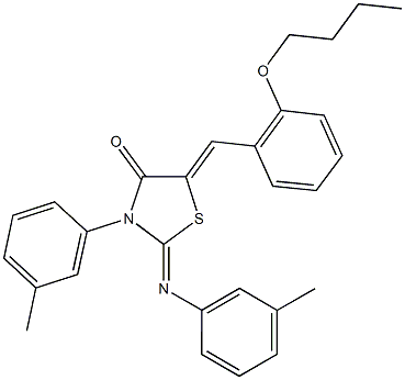 5-(2-butoxybenzylidene)-3-(3-methylphenyl)-2-[(3-methylphenyl)imino]-1,3-thiazolidin-4-one Struktur