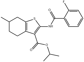 isopropyl 2-[(2-fluorobenzoyl)amino]-6-methyl-4,5,6,7-tetrahydro-1-benzothiophene-3-carboxylate Struktur