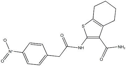 2-[({4-nitrophenyl}acetyl)amino]-4,5,6,7-tetrahydro-1-benzothiophene-3-carboxamide Struktur