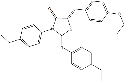 5-(4-ethoxybenzylidene)-3-(4-ethylphenyl)-2-[(4-ethylphenyl)imino]-1,3-thiazolidin-4-one Struktur