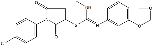 1-(4-chlorophenyl)-2,5-dioxo-3-pyrrolidinyl N'-(1,3-benzodioxol-5-yl)-N-methylimidothiocarbamate Struktur