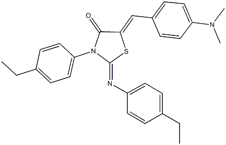 5-[4-(dimethylamino)benzylidene]-3-(4-ethylphenyl)-2-[(4-ethylphenyl)imino]-1,3-thiazolidin-4-one Struktur