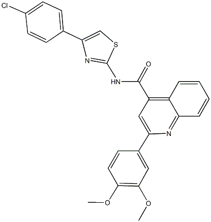 N-[4-(4-chlorophenyl)-1,3-thiazol-2-yl]-2-(3,4-dimethoxyphenyl)-4-quinolinecarboxamide Struktur