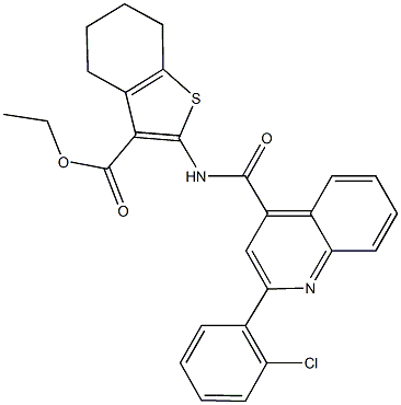 ethyl 2-({[2-(2-chlorophenyl)-4-quinolinyl]carbonyl}amino)-4,5,6,7-tetrahydro-1-benzothiophene-3-carboxylate Struktur