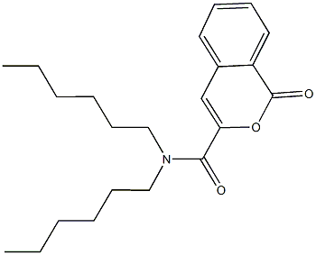 N,N-dihexyl-1-oxo-1H-isochromene-3-carboxamide Struktur