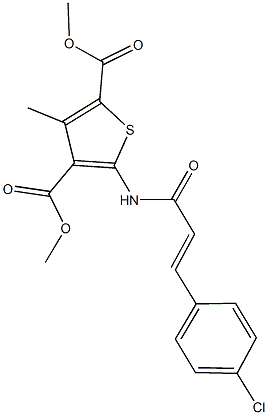 dimethyl 5-{[3-(4-chlorophenyl)acryloyl]amino}-3-methyl-2,4-thiophenedicarboxylate Struktur