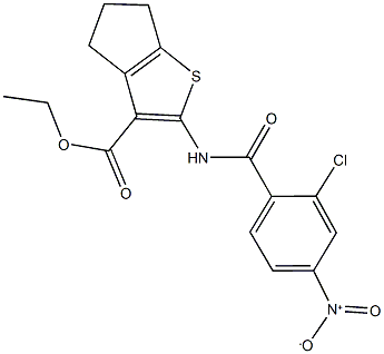 ethyl 2-({2-chloro-4-nitrobenzoyl}amino)-5,6-dihydro-4H-cyclopenta[b]thiophene-3-carboxylate Struktur