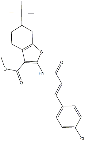 methyl 6-tert-butyl-2-{[3-(4-chlorophenyl)acryloyl]amino}-4,5,6,7-tetrahydro-1-benzothiophene-3-carboxylate Struktur