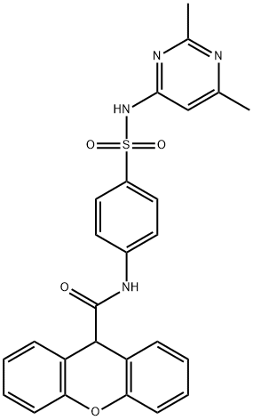 N-(4-{[(2,6-dimethyl-4-pyrimidinyl)amino]sulfonyl}phenyl)-9H-xanthene-9-carboxamide Struktur