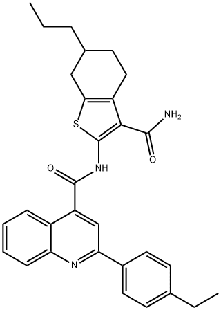 N-[3-(aminocarbonyl)-6-propyl-4,5,6,7-tetrahydro-1-benzothien-2-yl]-2-(4-ethylphenyl)-4-quinolinecarboxamide Struktur