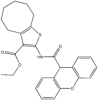 ethyl 2-[(9H-xanthen-9-ylcarbonyl)amino]-4,5,6,7,8,9-hexahydrocycloocta[b]thiophene-3-carboxylate Struktur