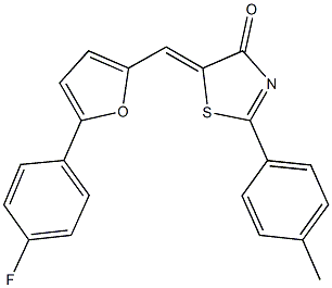 5-{[5-(4-fluorophenyl)-2-furyl]methylene}-2-(4-methylphenyl)-1,3-thiazol-4(5H)-one Struktur