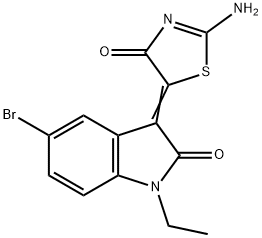 5-bromo-1-ethyl-3-(2-imino-4-oxo-1,3-thiazolidin-5-ylidene)-1,3-dihydro-2H-indol-2-one Struktur