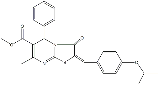 methyl 2-(4-isopropoxybenzylidene)-7-methyl-3-oxo-5-phenyl-2,3-dihydro-5H-[1,3]thiazolo[3,2-a]pyrimidine-6-carboxylate Struktur